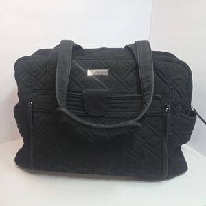 vera bradley black large quilted weedend duffle coated canvas interior travel